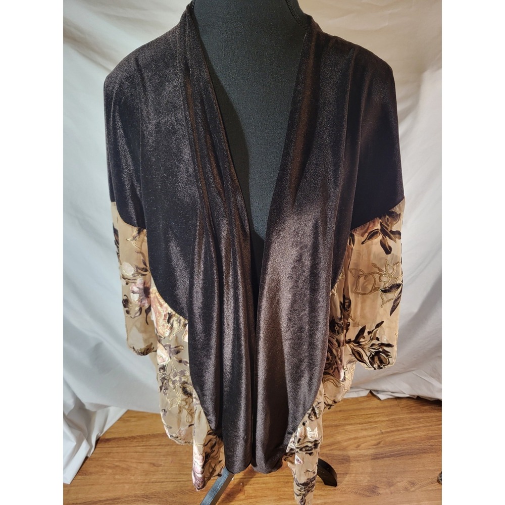 Do Everything In Love Brown Velvet Burnout OSFM Kimono
